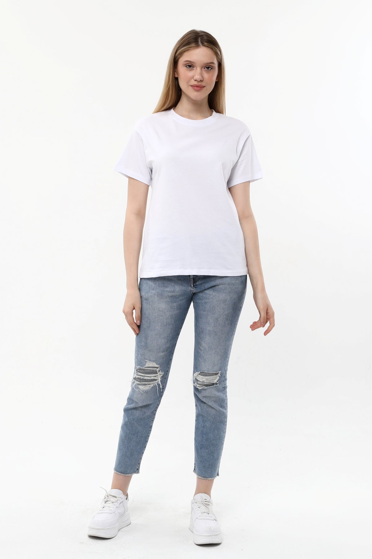 Düz Bisiklet Yaka Tişört