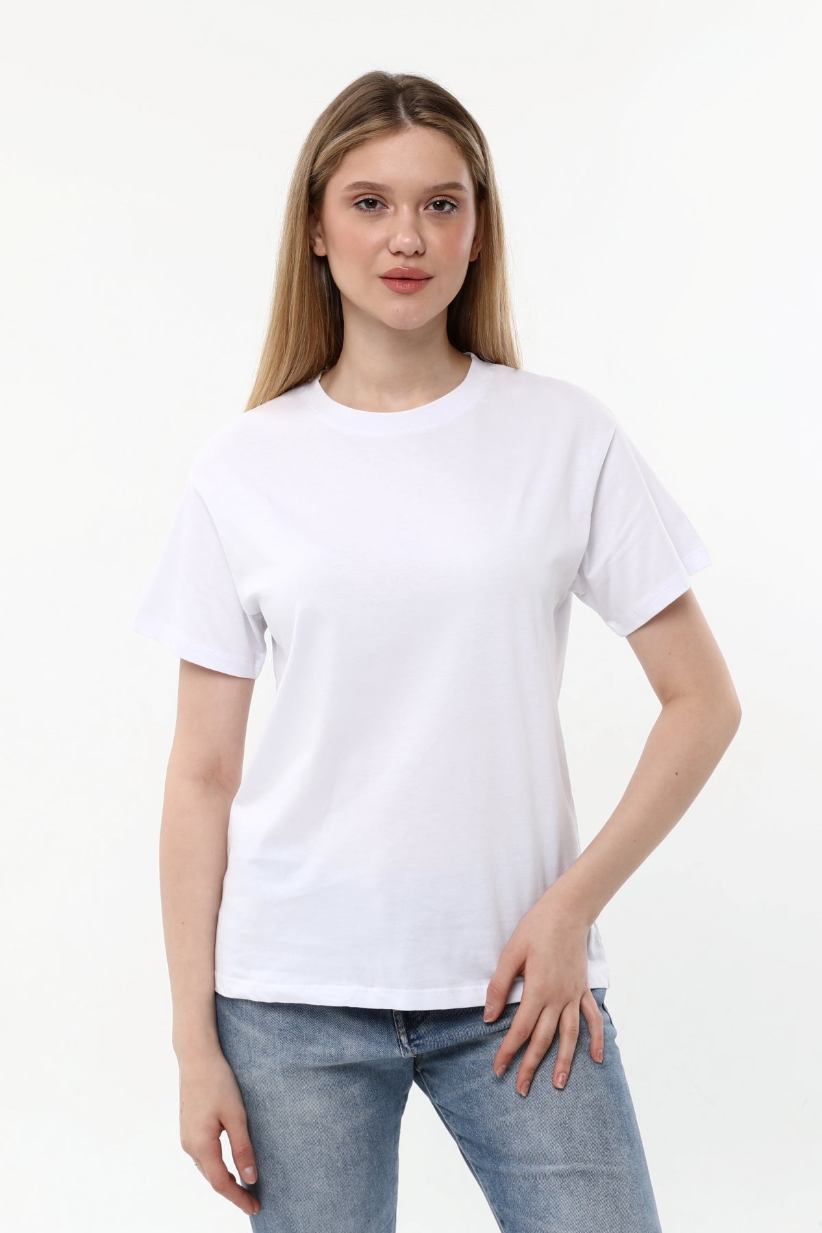 Düz Bisiklet Yaka Tişört