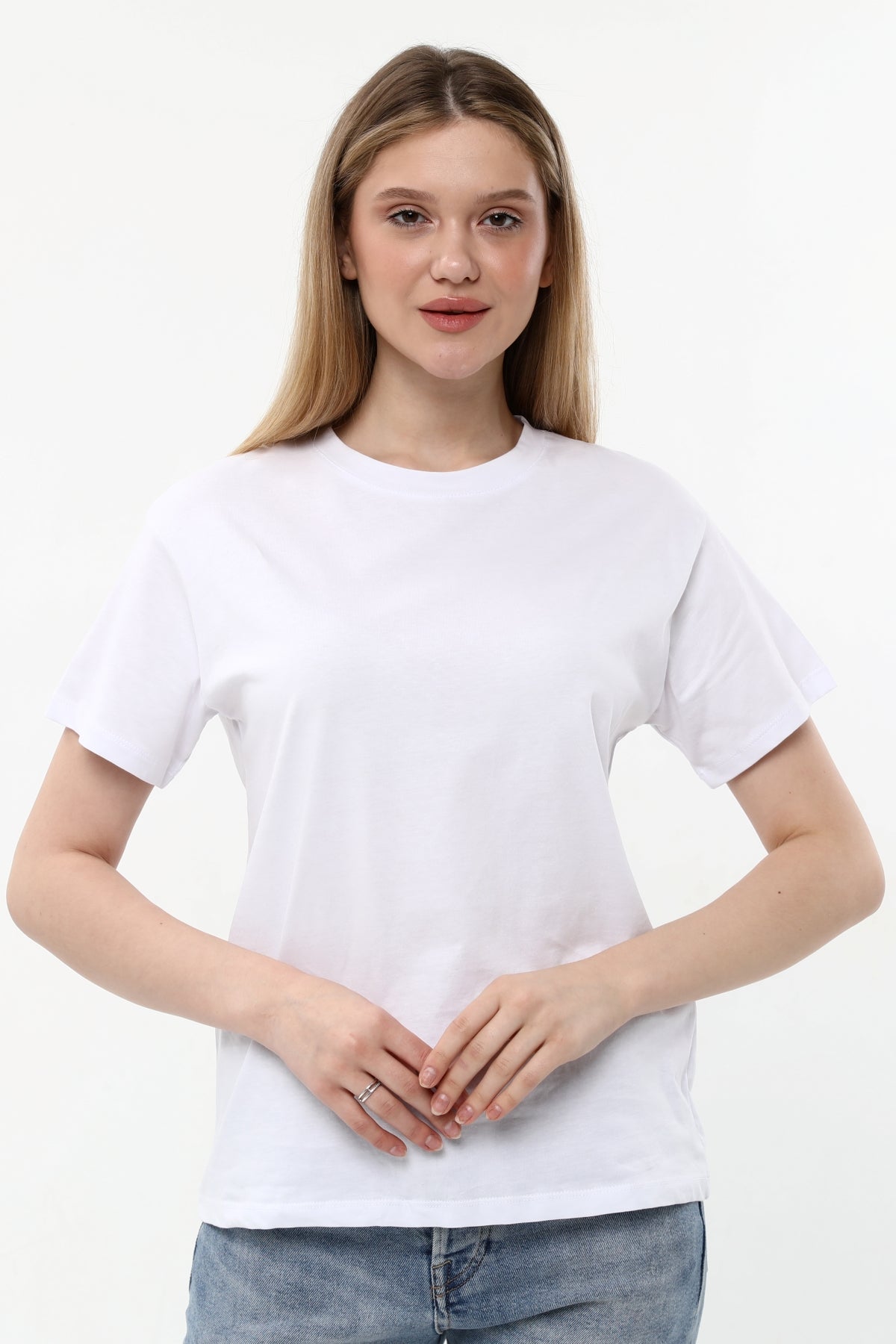 Düz Bisiklet Yaka Tişört