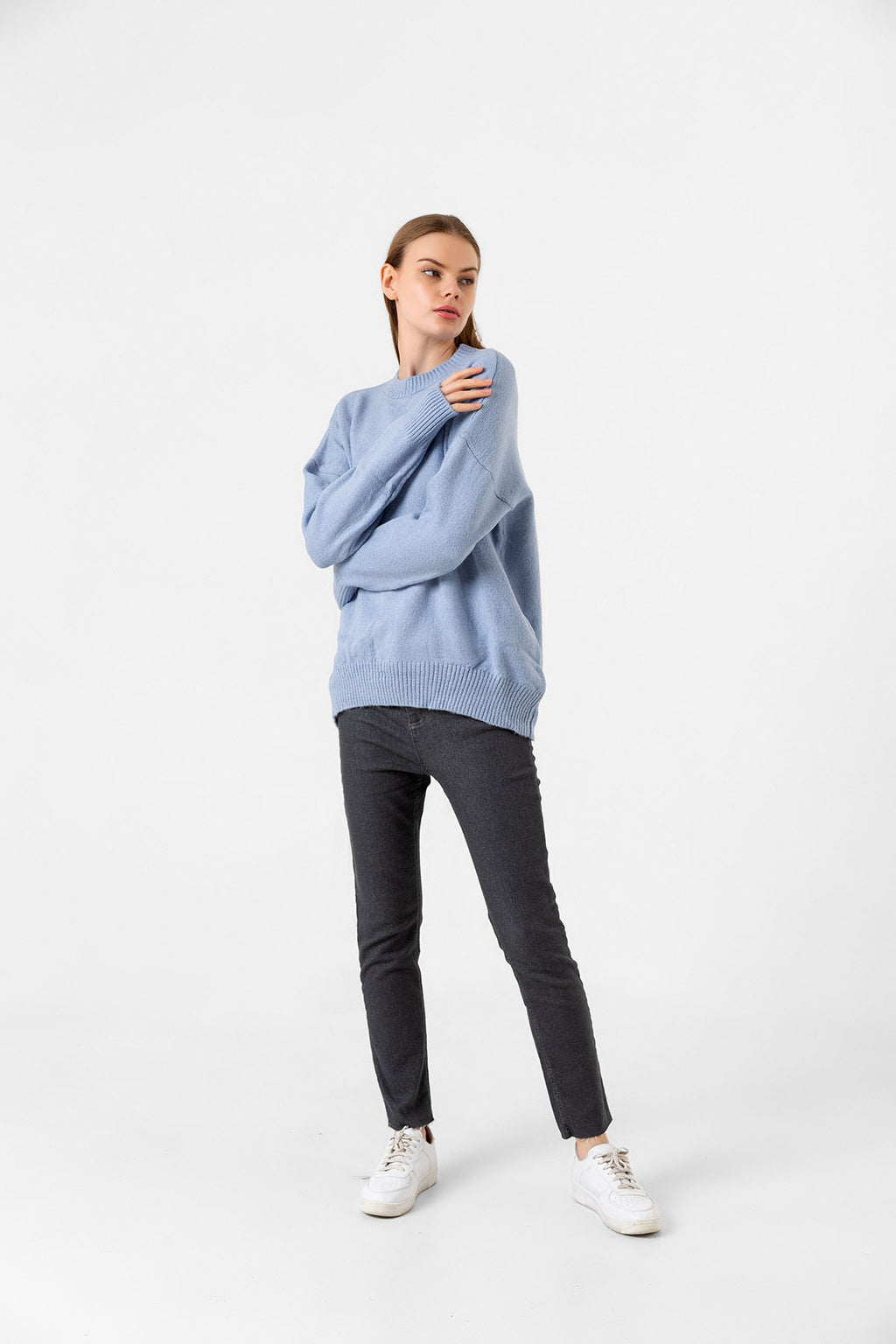 Bisiklet Yaka Düz Kazak