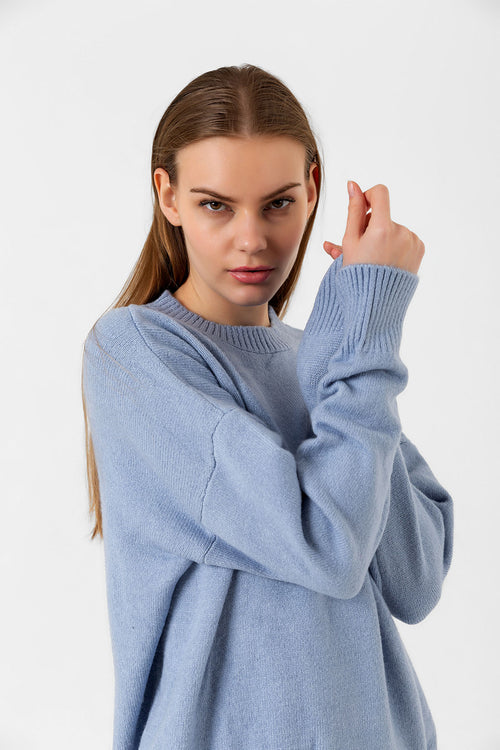 Bisiklet Yaka Düz Kazak