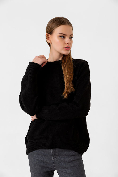 Bisiklet Yaka Düz Kazak